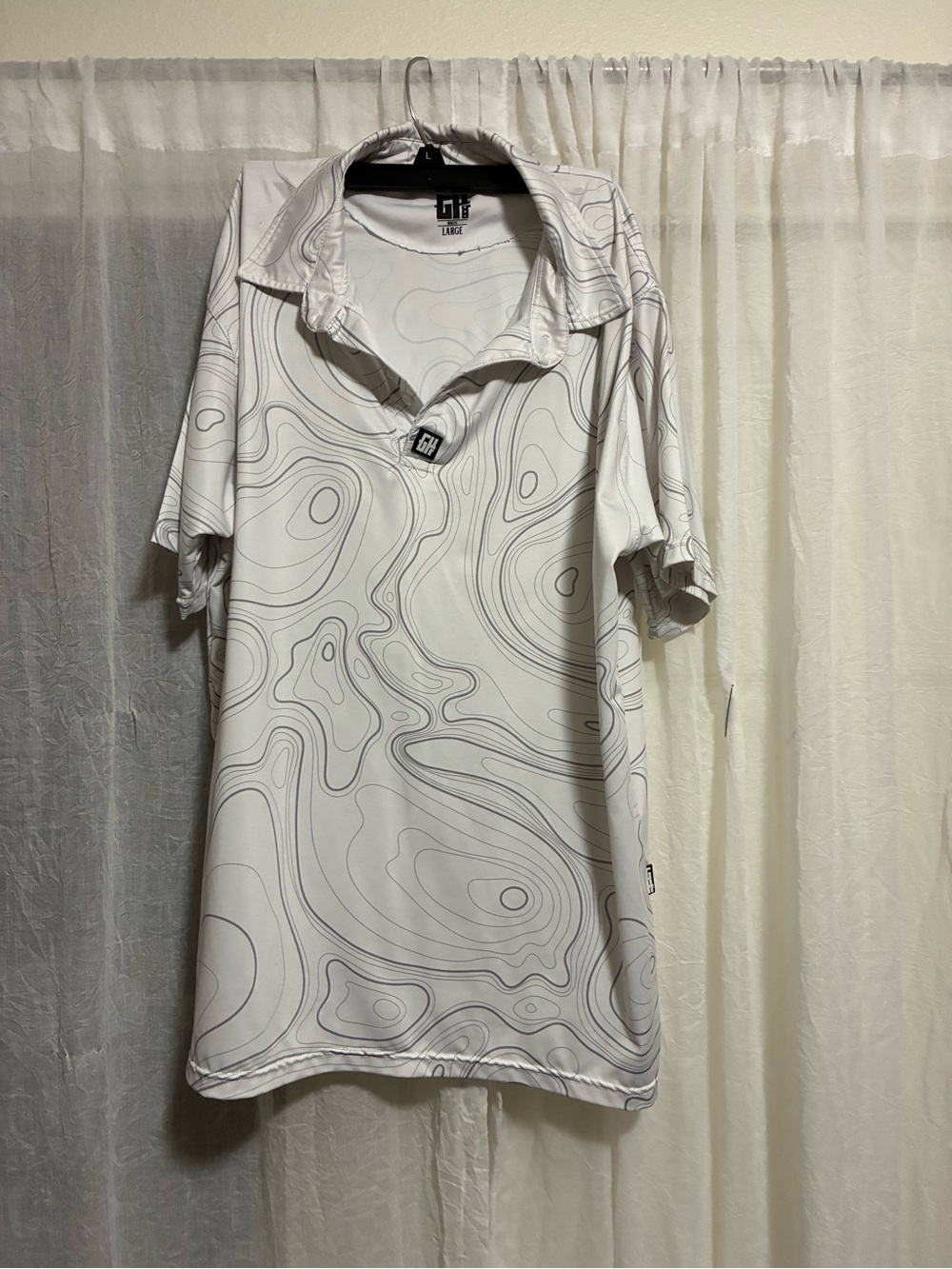 G/FORE White Polo with Subtle Topographic Print
